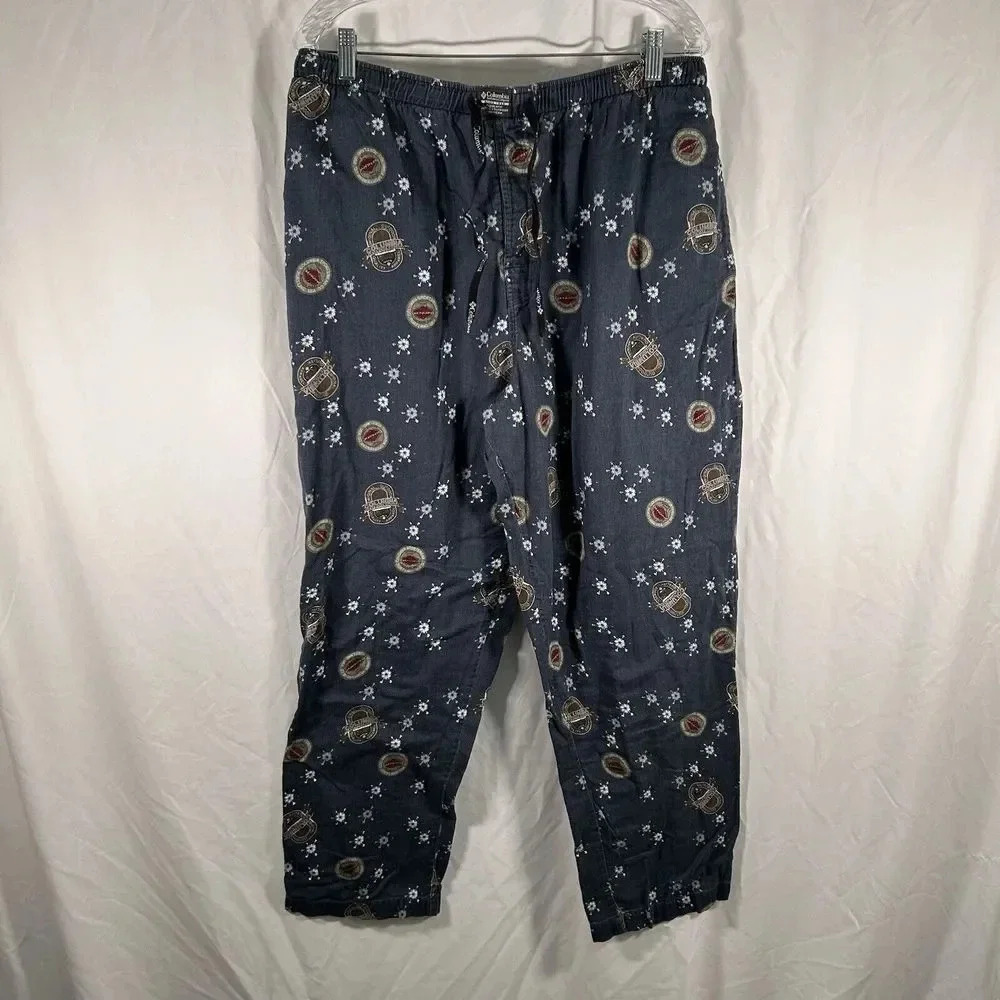 Columbia Pajama Pants Men's Large Blue Graphic Print Pockets Drawstring